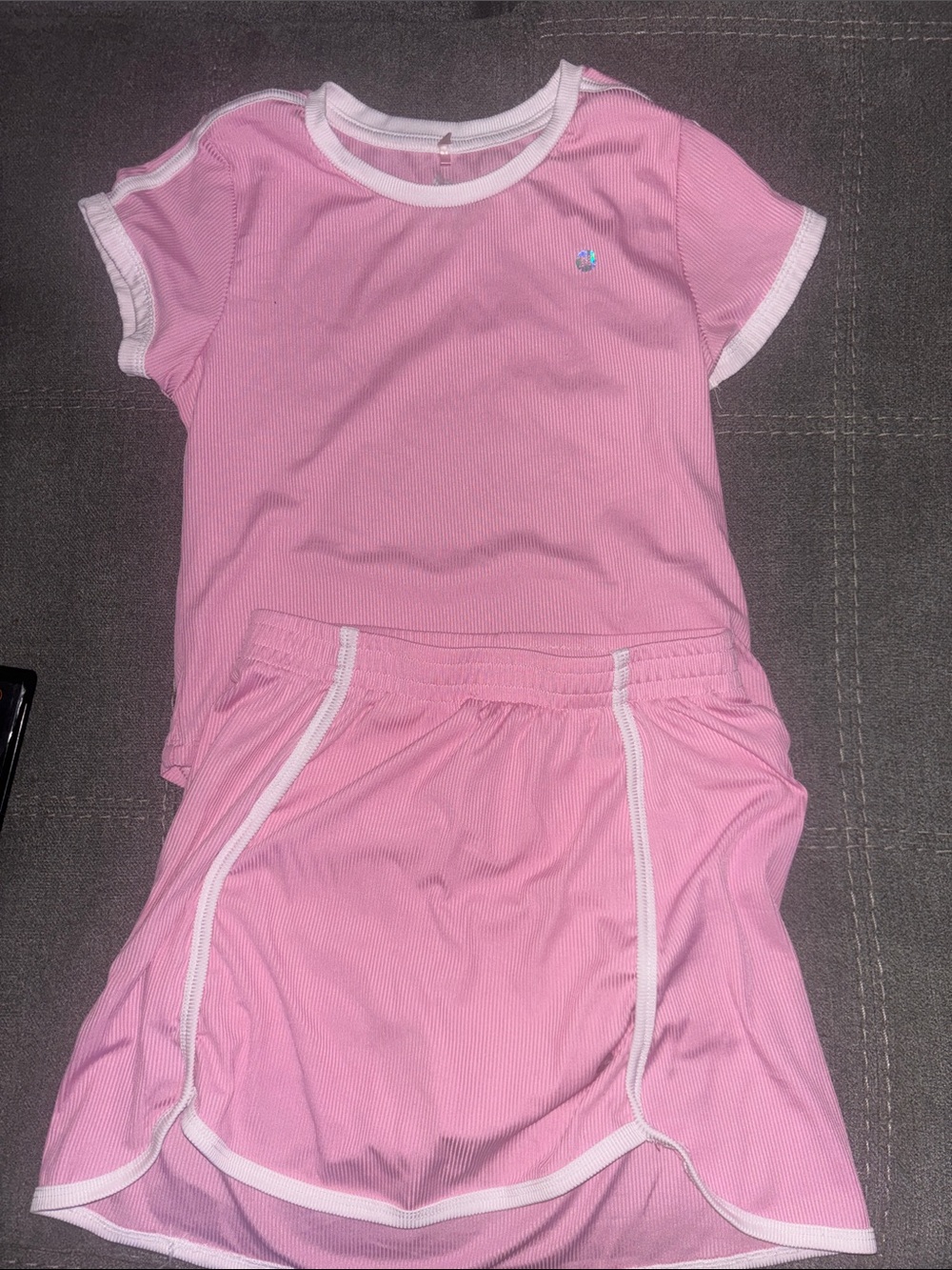 RBX Pink Short Sleeve Kids Pajama Set with White Trim